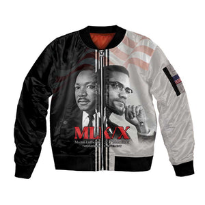 Civil Rights Legends Sleeve Zip Bomber Jacket Martin Luther King And Malcolm X - African Pride