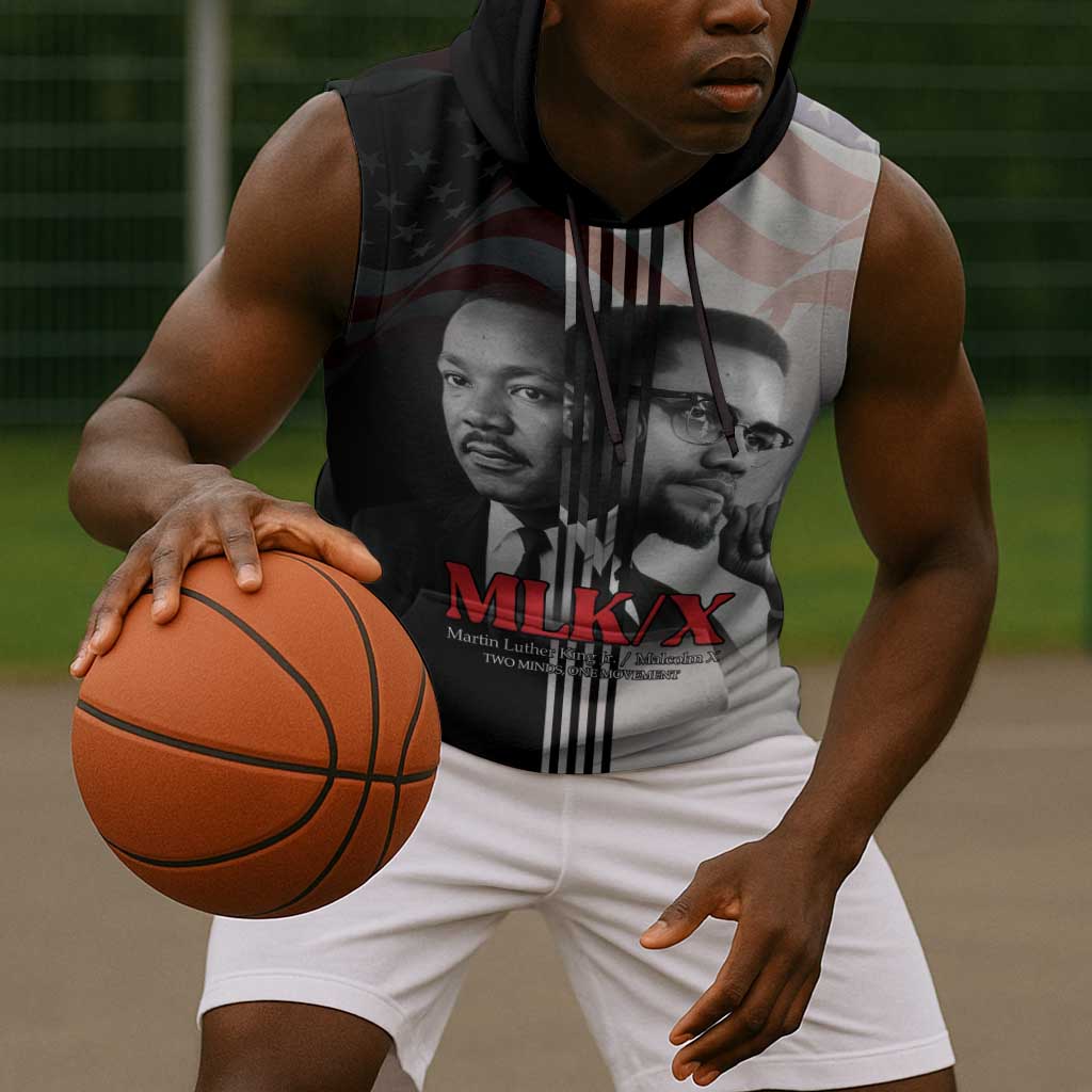 Civil Rights Legends Sleeveless Hoodie Martin Luther King And Malcolm X - African Pride