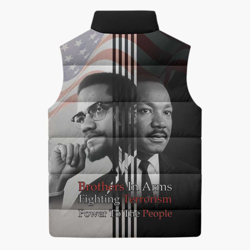 Martin Luther King And Malcolm X Sleeveless Puffer Jacket Two Minds One Movement
