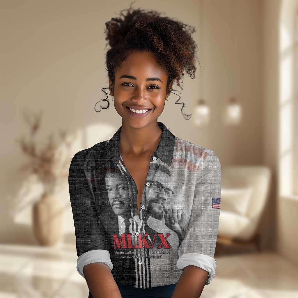 Civil Rights Legends Women Casual Shirt Martin Luther King And Malcolm X - African Pride