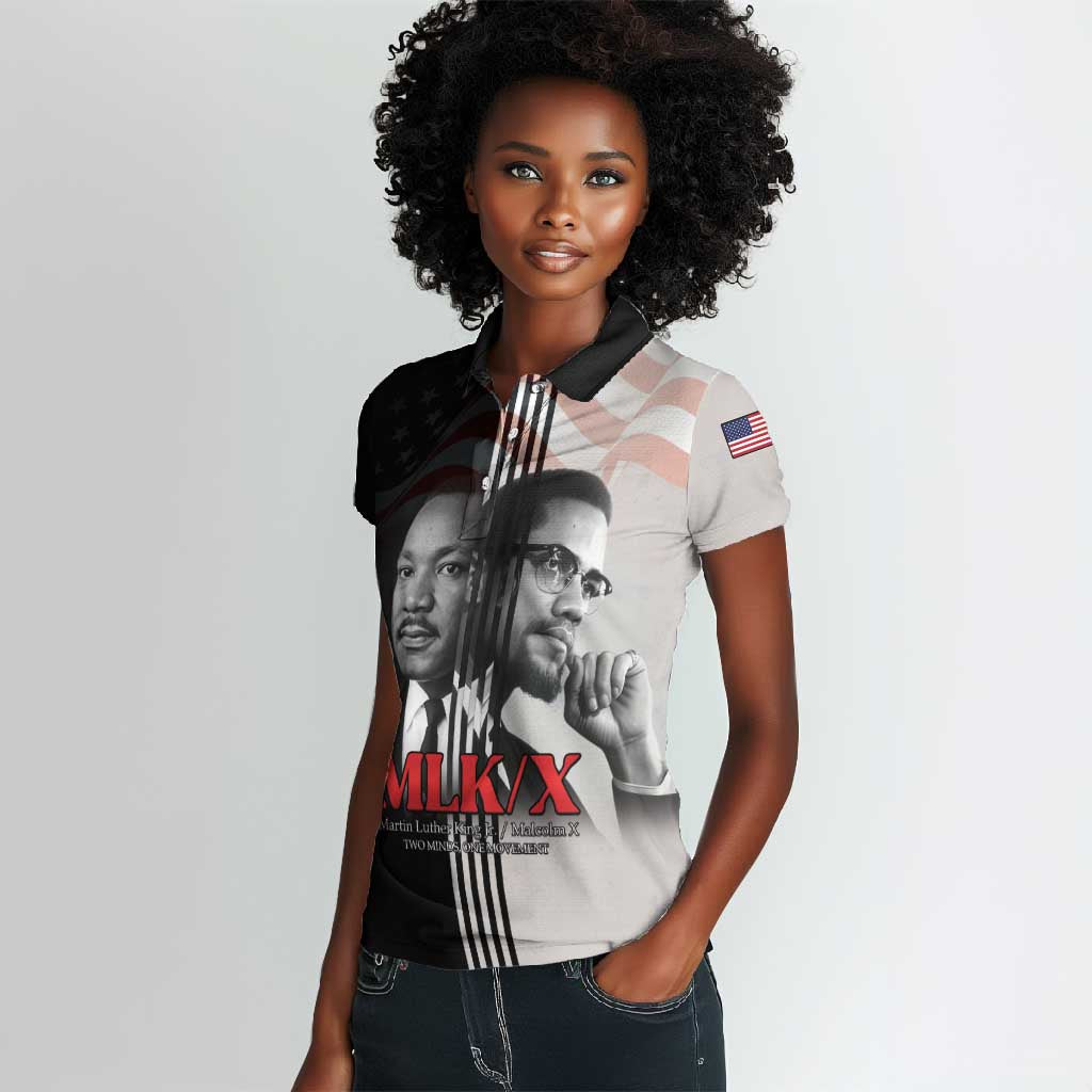 Civil Rights Legends Women Polo Shirt Martin Luther King And Malcolm X LT15