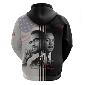 Civil Rights Legends Zip Hoodie Martin Luther King And Malcolm X - African Pride