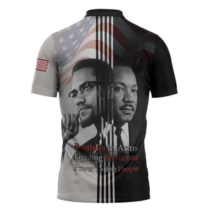 Martin Luther King And Malcolm X Zipper Polo Shirt Two Minds One Movement