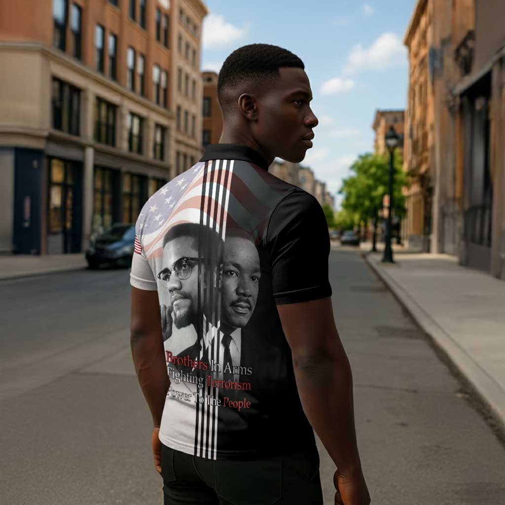 Martin Luther King And Malcolm X Zipper Polo Shirt Two Minds One Movement
