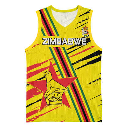 Custom Zimbabwe Football Basketball Jersey Grunge Style LT15