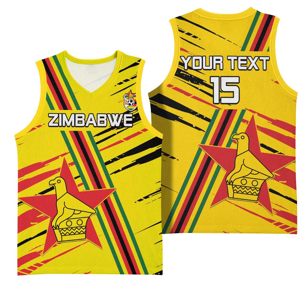 Custom Zimbabwe Football Basketball Jersey Grunge Style LT15