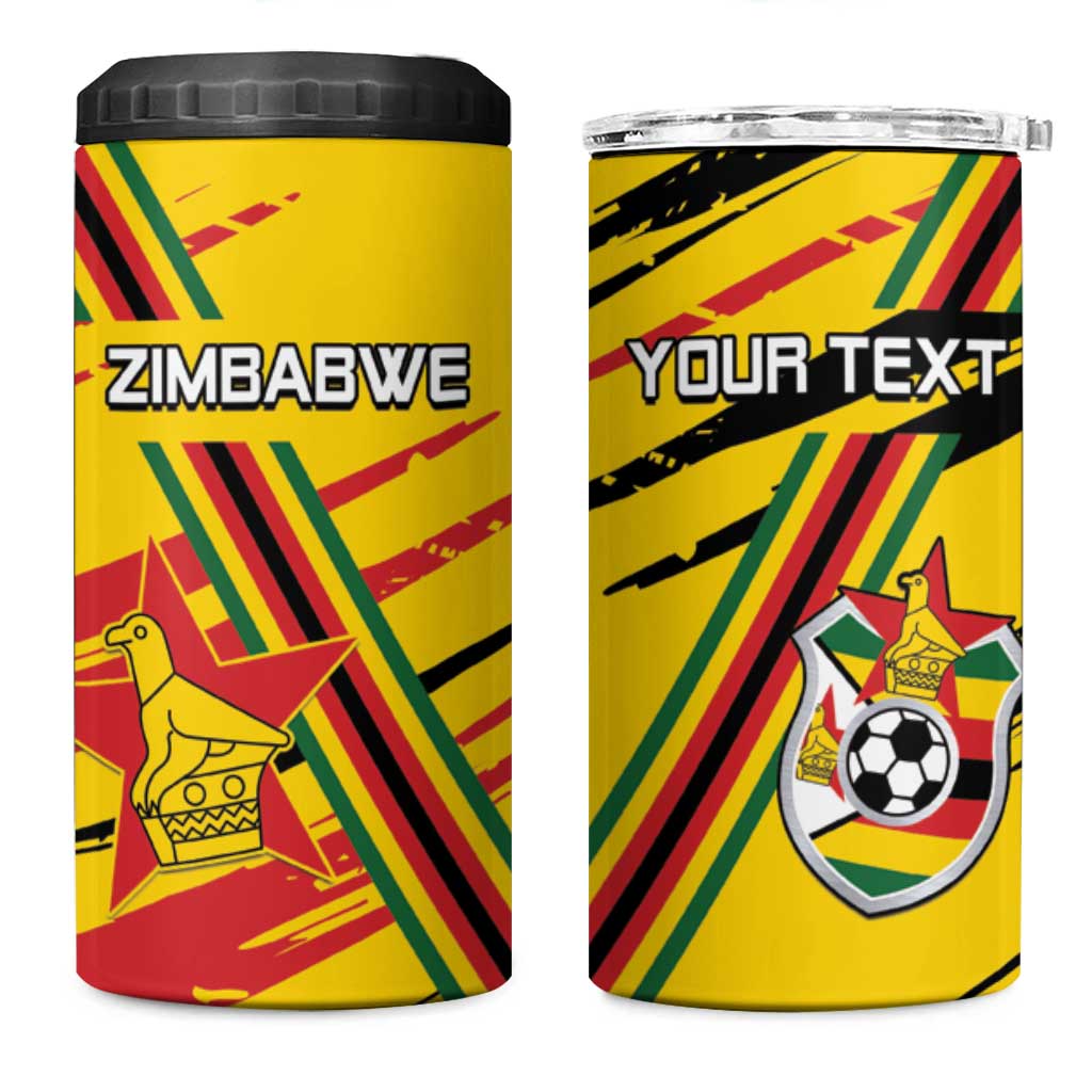 Custom Zimbabwe Football 4 in 1 Can Cooler Tumbler Grunge Style