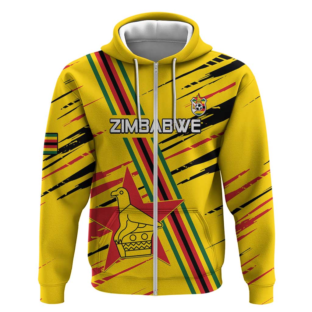 Custom Zimbabwe Football Hoodie Grunge Style