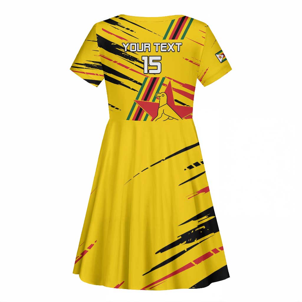 Custom Zimbabwe Football Kid Short Sleeve Dress Grunge Style