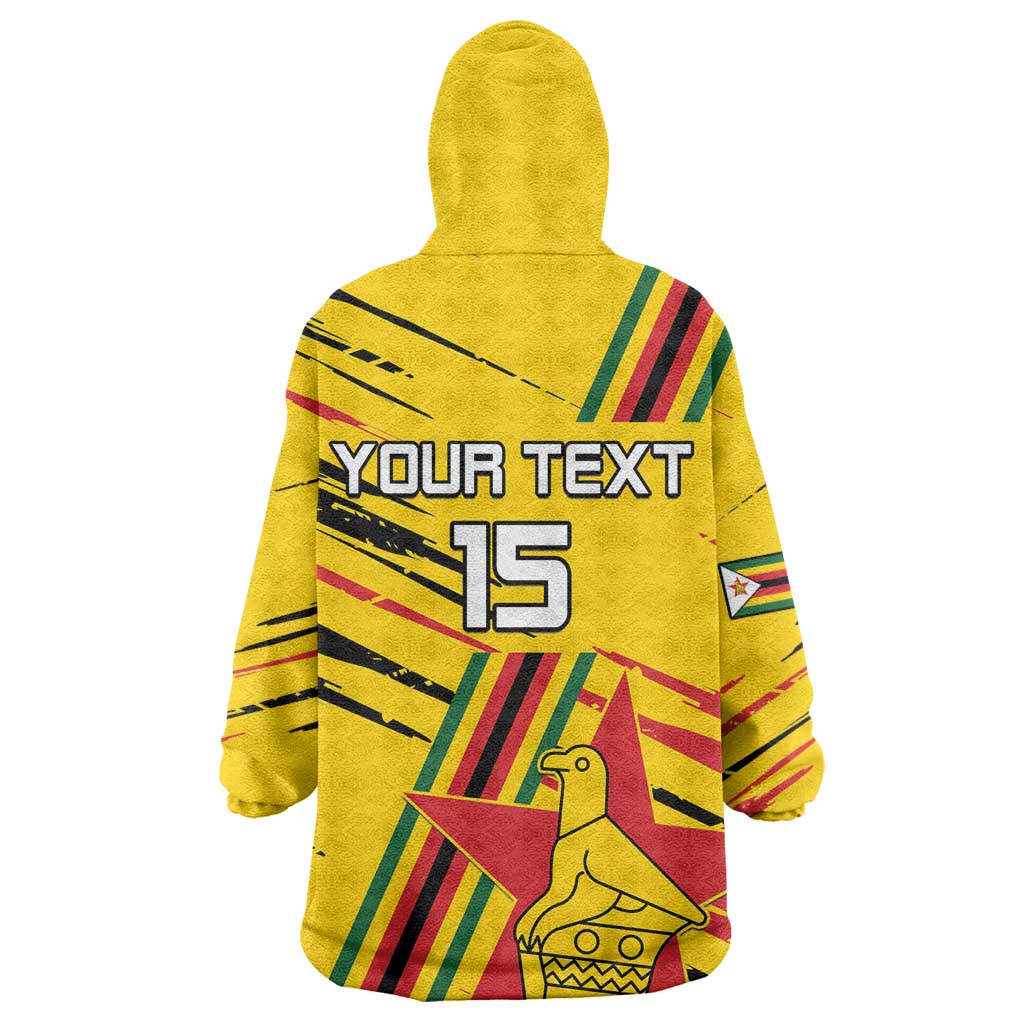 Custom Zimbabwe Football Kid Wearable Blanket Hoodie Grunge Style