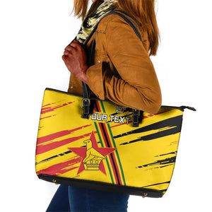 Custom Zimbabwe Football Leather Tote Bag Grunge Style