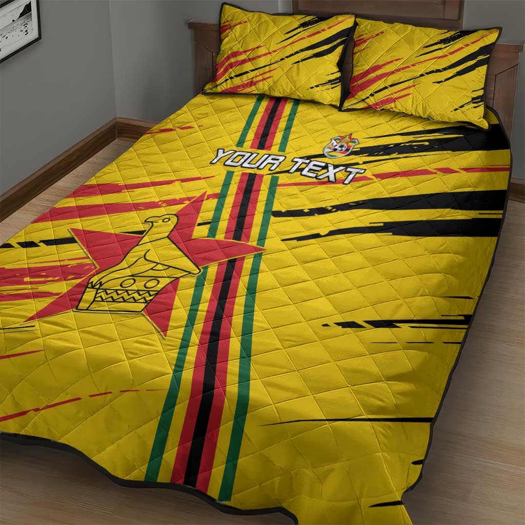Custom Zimbabwe Football Quilt Bed Set Grunge Style