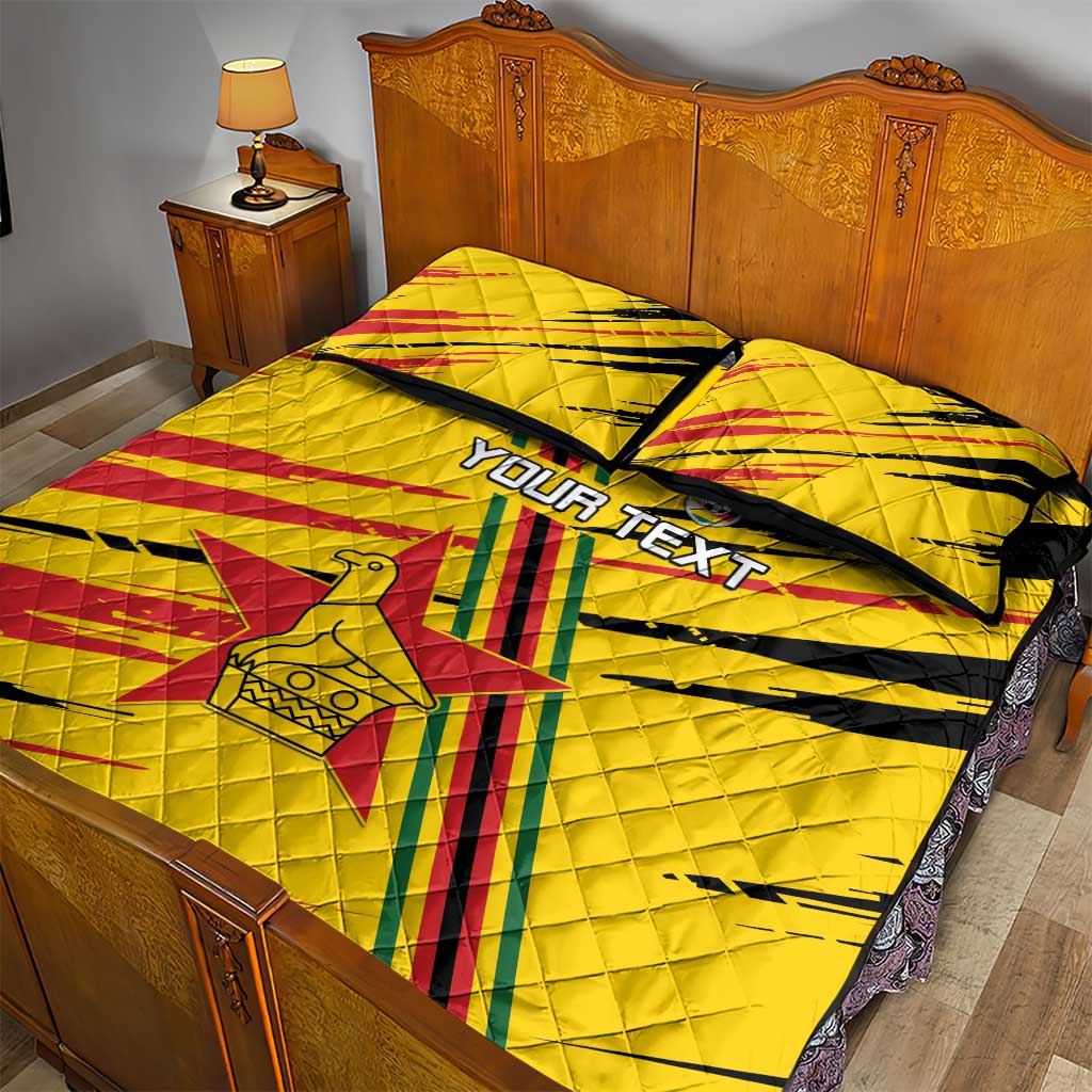 Custom Zimbabwe Football Quilt Bed Set Grunge Style