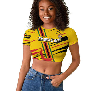 Custom Zimbabwe Football Raglan Cropped T shirt Grunge Style