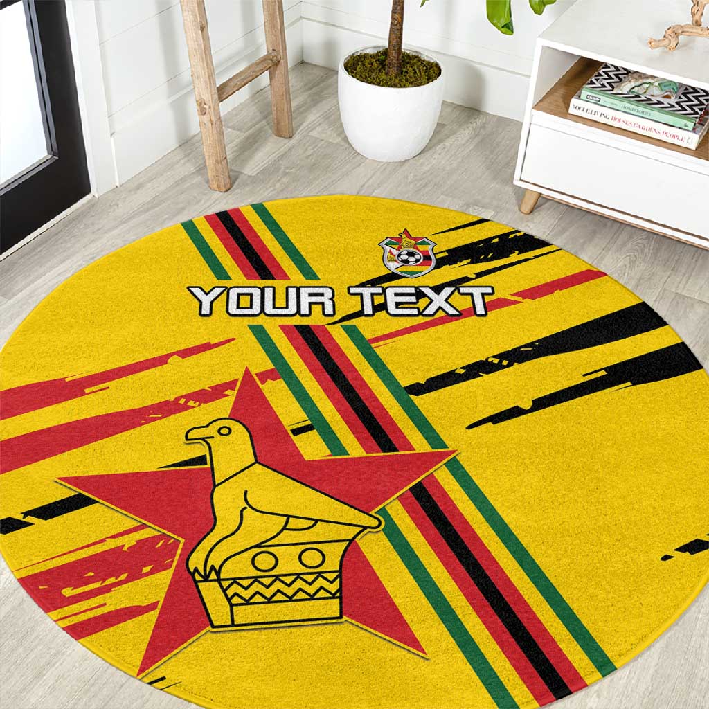 Custom Zimbabwe Football Round Carpet Grunge Style