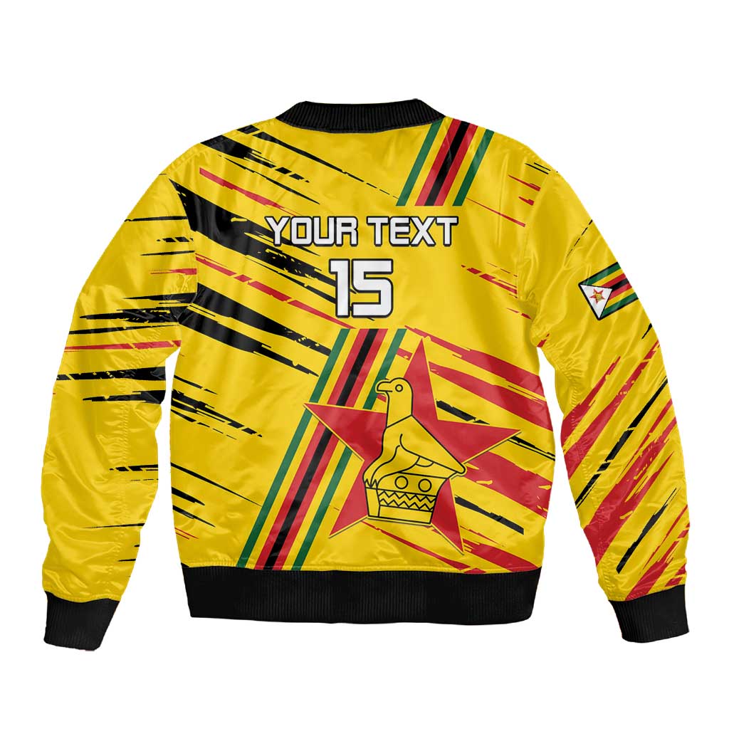 Custom Zimbabwe Football Sleeve Zip Bomber Jacket Grunge Style
