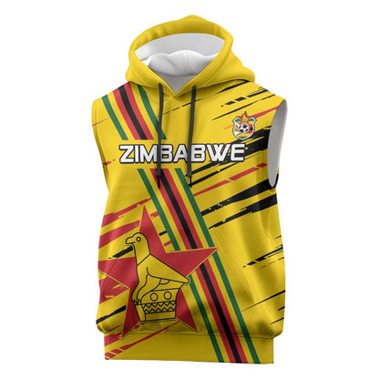 Custom Zimbabwe Football Sleeveless Hoodie Grunge Style - African Pride