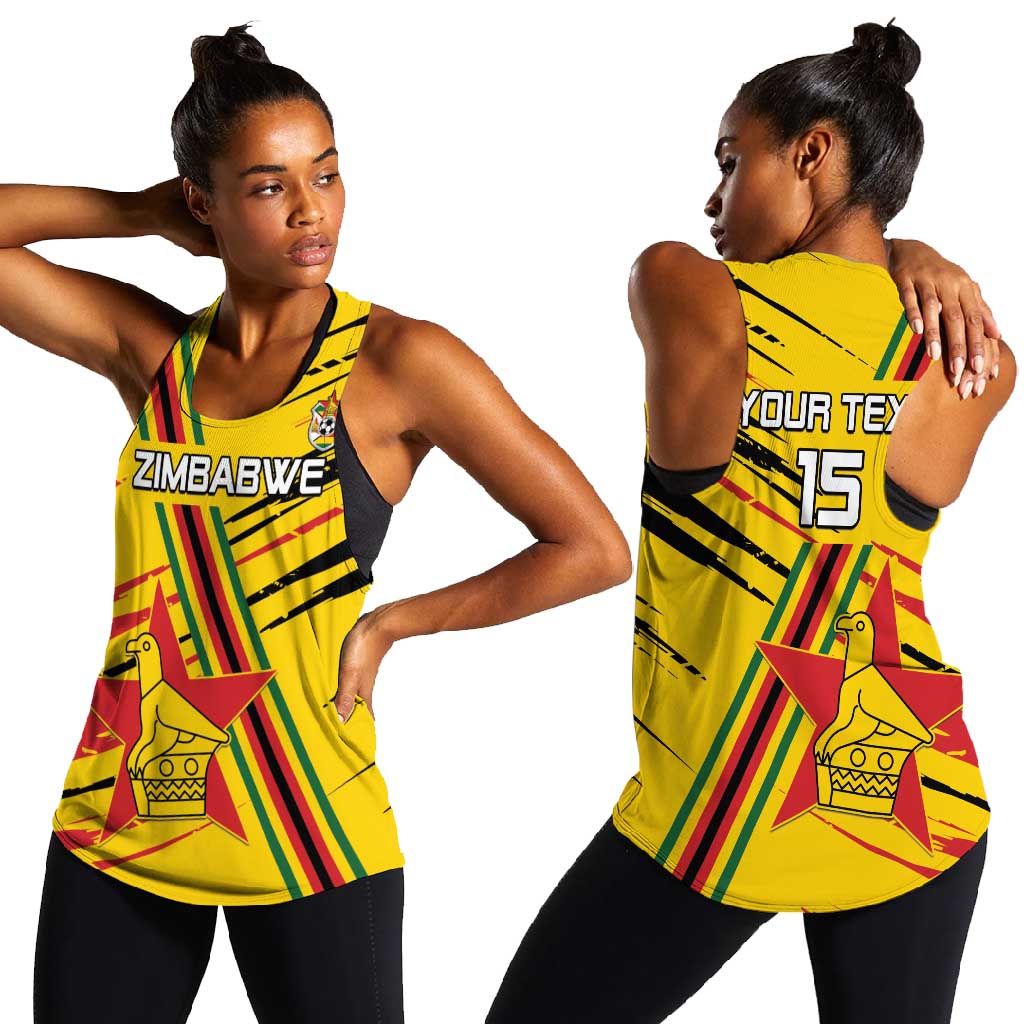 Custom Zimbabwe Football Women Racerback Tank Grunge Style