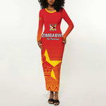 Custom Zimbabwe Cricket Long Sleeve Bodycon Dress Go Champions LT15