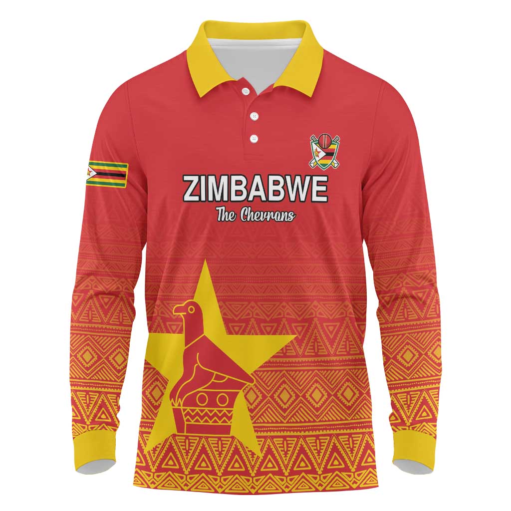 Custom Zimbabwe Cricket Long Sleeve Polo Shirt Go Champions