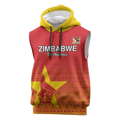Custom Zimbabwe Cricket Sleeveless Hoodie Go Champions - African Pride