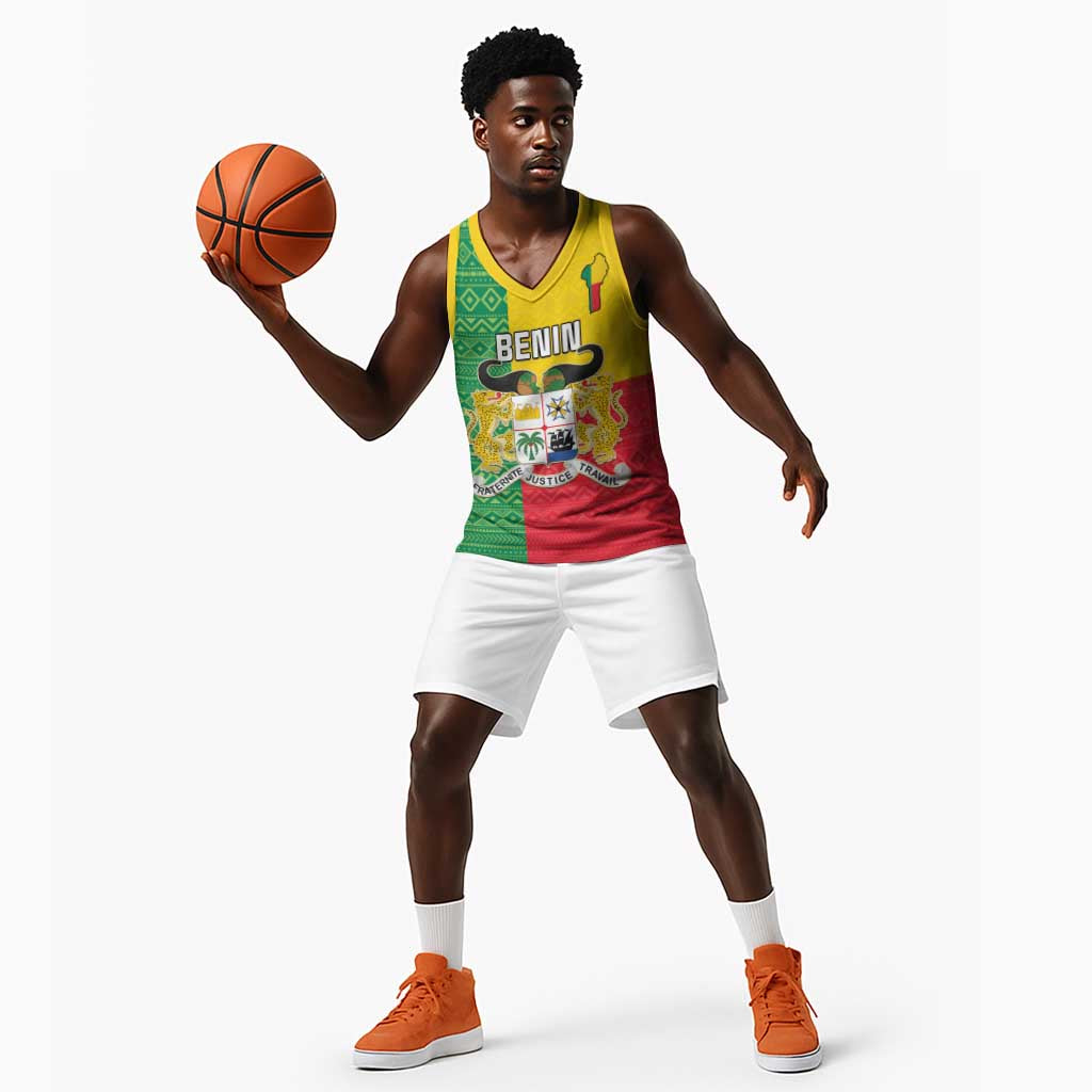 Personalised Afro Benin Basketball Jersey Flag Style - African Pattern LT15