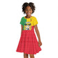 Personalised Afro Benin Kid Short Sleeve Dress Flag Style - African Pattern