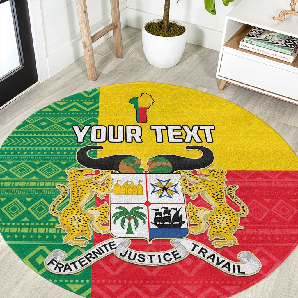 Personalised Afro Benin Round Carpet Flag Style - African Pattern