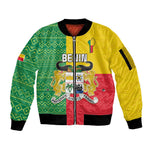 Personalised Afro Benin Sleeve Zip Bomber Jacket Flag Style - African Pattern