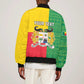 Personalised Afro Benin Sleeve Zip Bomber Jacket Flag Style - African Pattern