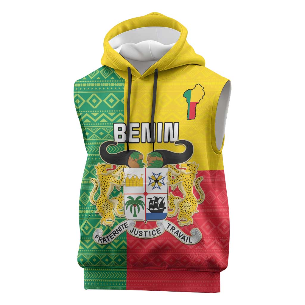 Personalised Afro Benin Sleeveless Hoodie Flag Style - African Pattern - African Pride