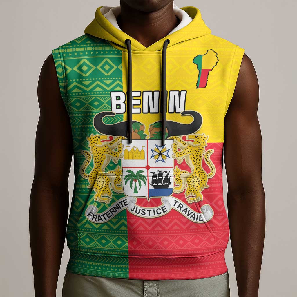Personalised Afro Benin Sleeveless Hoodie Flag Style - African Pattern - African Pride