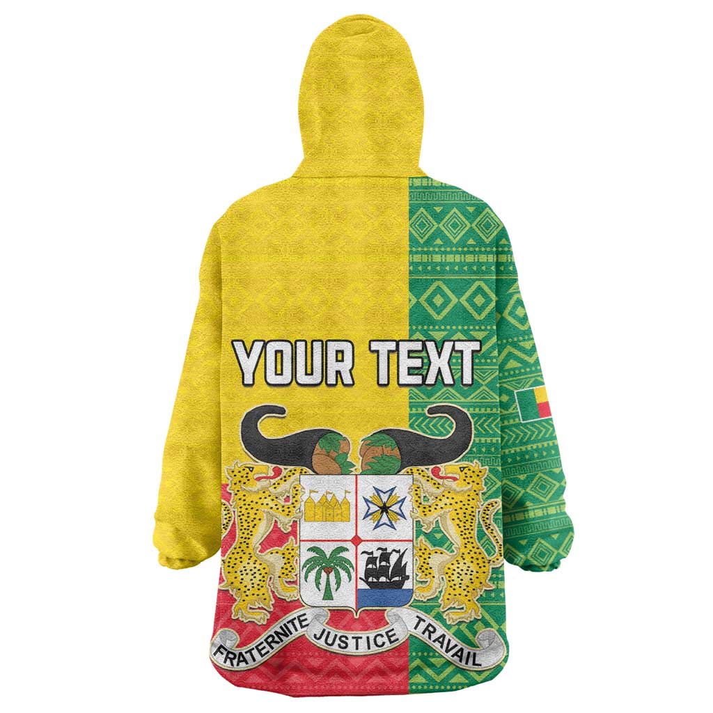 Personalised Afro Benin Wearable Blanket Hoodie Flag Style - African Pattern