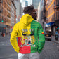 Personalised Afro Benin Zip Hoodie Flag Style - African Pattern