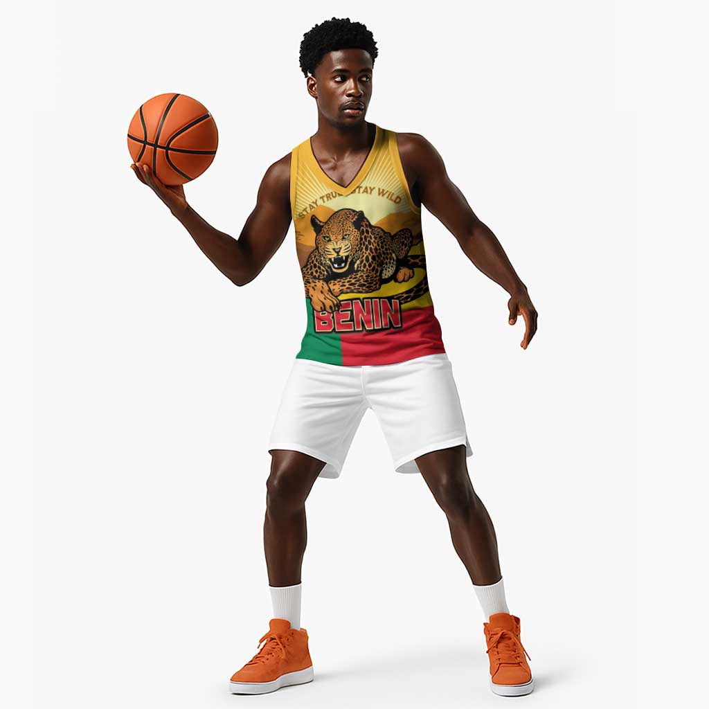 Personalised Afro Benin Leopard Basketball Jersey Stay True - Stay Wild LT15