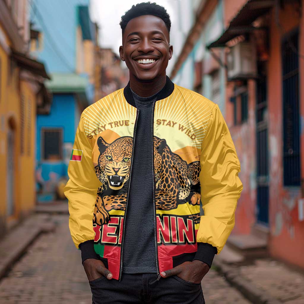 Personalised Afro Benin Leopard Bomber Jacket Stay True - Stay Wild