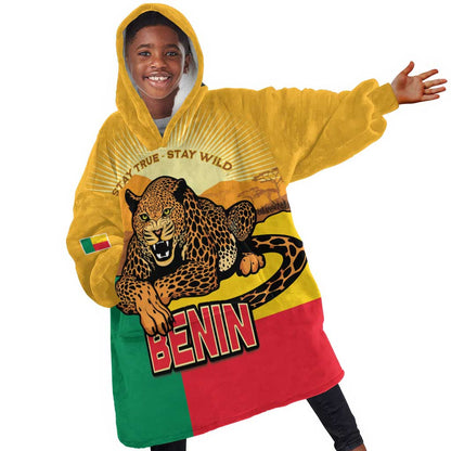 Personalised Afro Benin Leopard Kid Wearable Blanket Hoodie Stay True - Stay Wild