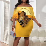 Personalised Afro Benin Leopard Off Shoulder Short Dress Stay True - Stay Wild