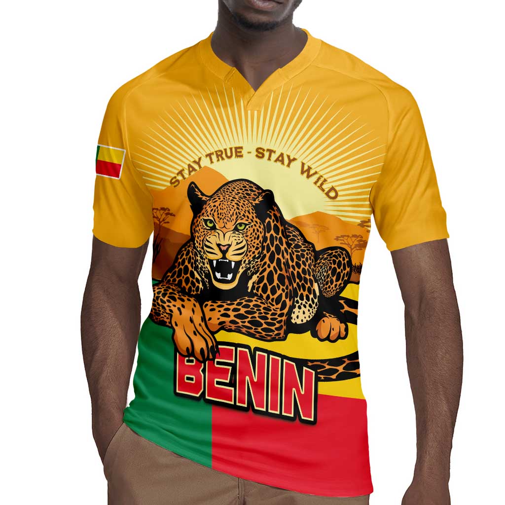 Personalised Afro Benin Leopard Rugby Jersey Stay True - Stay Wild
