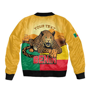 Personalised Afro Benin Leopard Sleeve Zip Bomber Jacket Stay True - Stay Wild