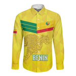 Custom Benin Football Long Sleeve Button Shirt Go Les Guepards