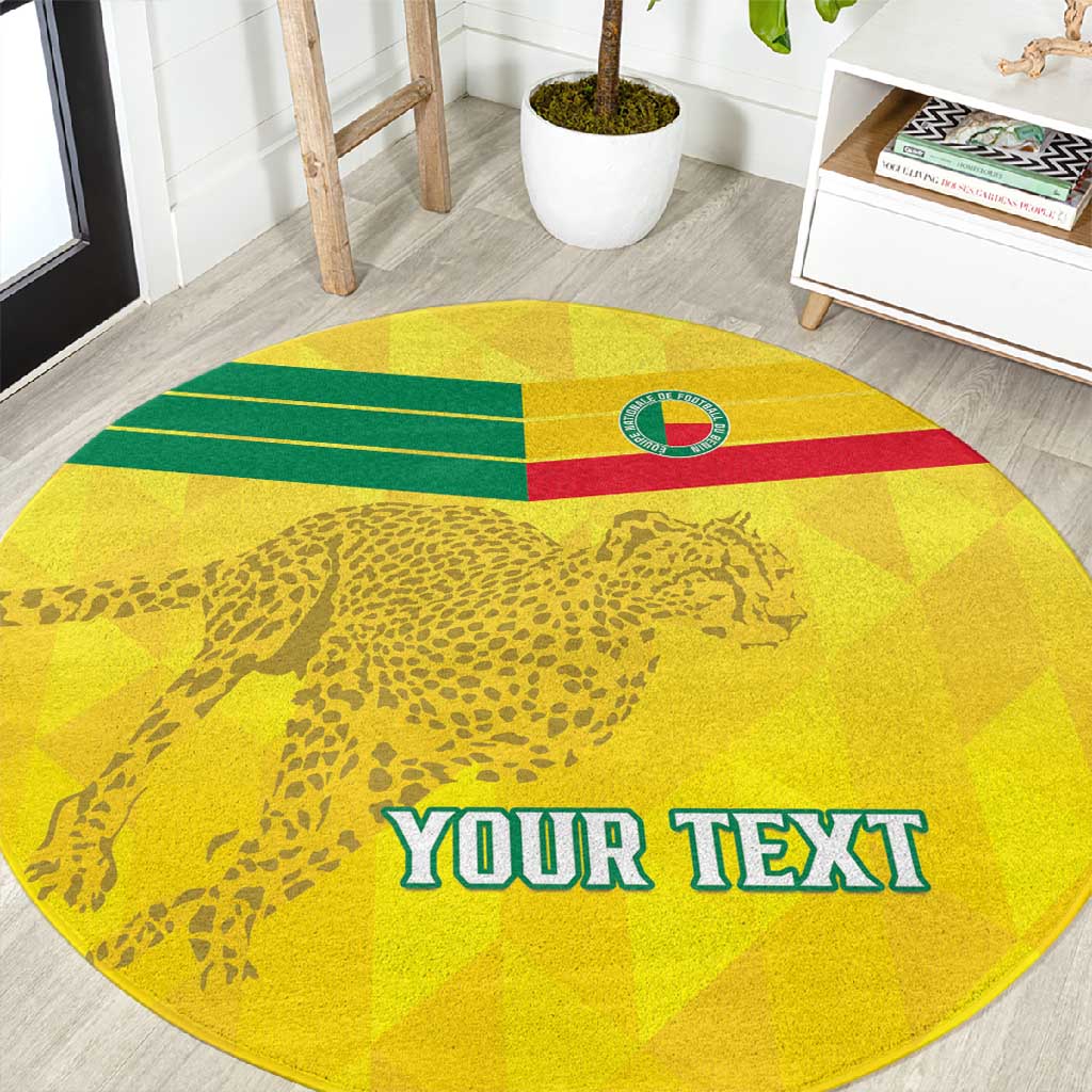 Custom Benin Football Round Carpet Go Les Guepards