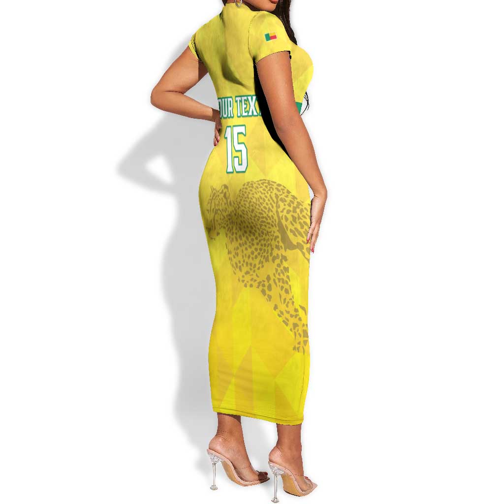 Custom Benin Football Short Sleeve Bodycon Dress Go Les Guepards LT15