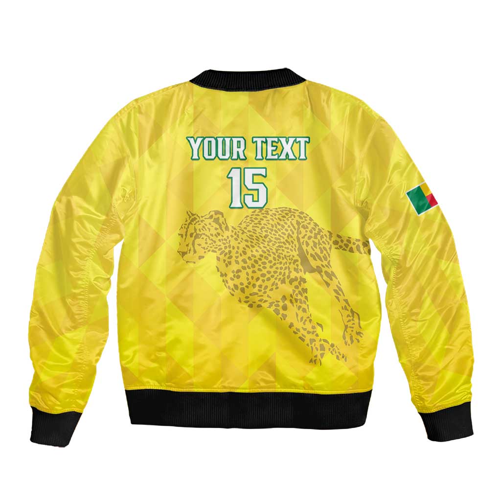 Custom Benin Football Sleeve Zip Bomber Jacket Go Les Guepards