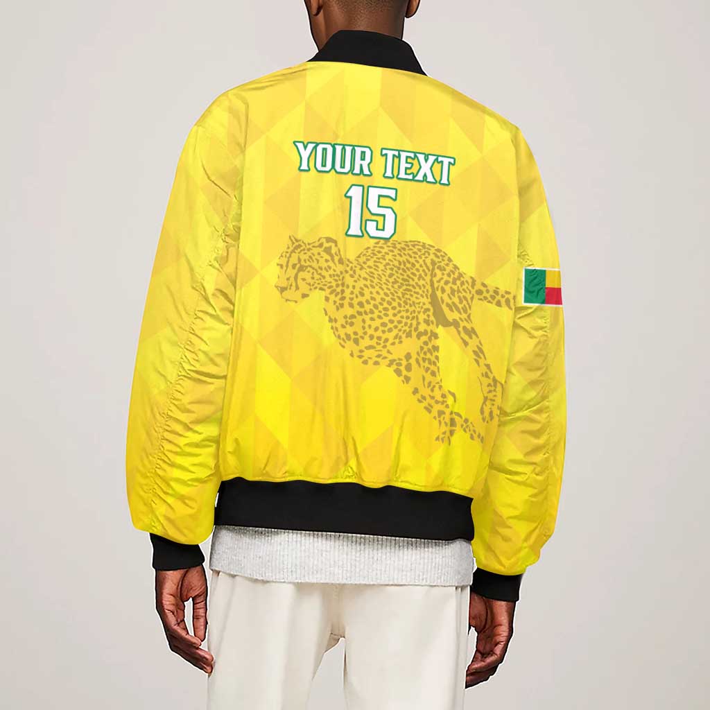 Custom Benin Football Sleeve Zip Bomber Jacket Go Les Guepards