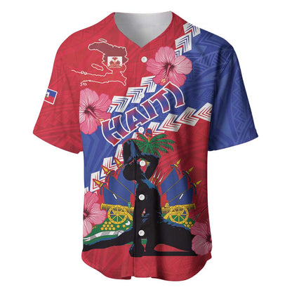 Haiti Neg Maron Baseball Jersey Coat Of Arms - Hisbicus Polynesian