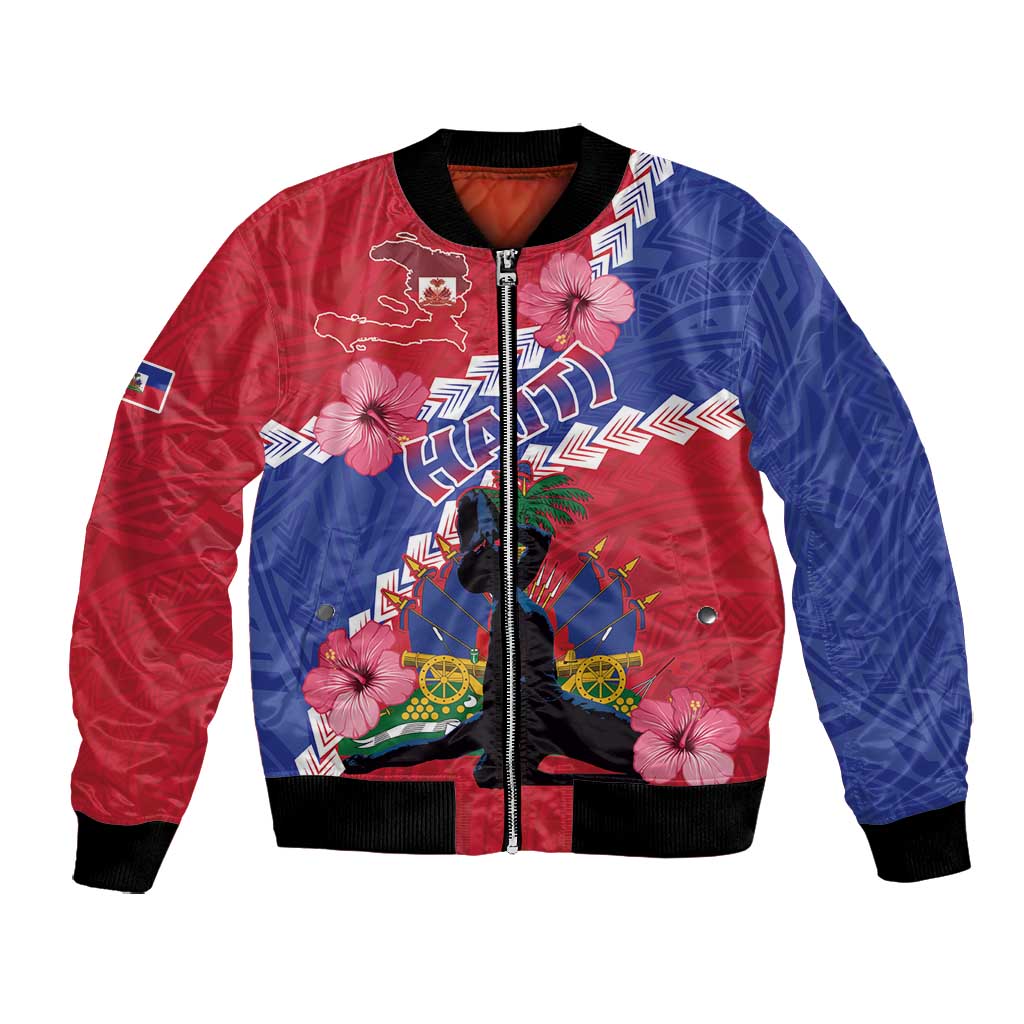 Haiti Neg Maron Bomber Jacket Coat Of Arms - Hisbicus Polynesian