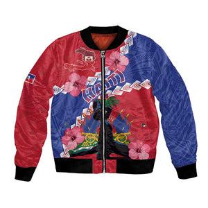 Haiti Neg Maron Bomber Jacket Coat Of Arms - Hisbicus Polynesian