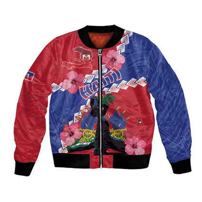 Haiti Neg Maron Bomber Jacket Coat Of Arms - Hisbicus Polynesian