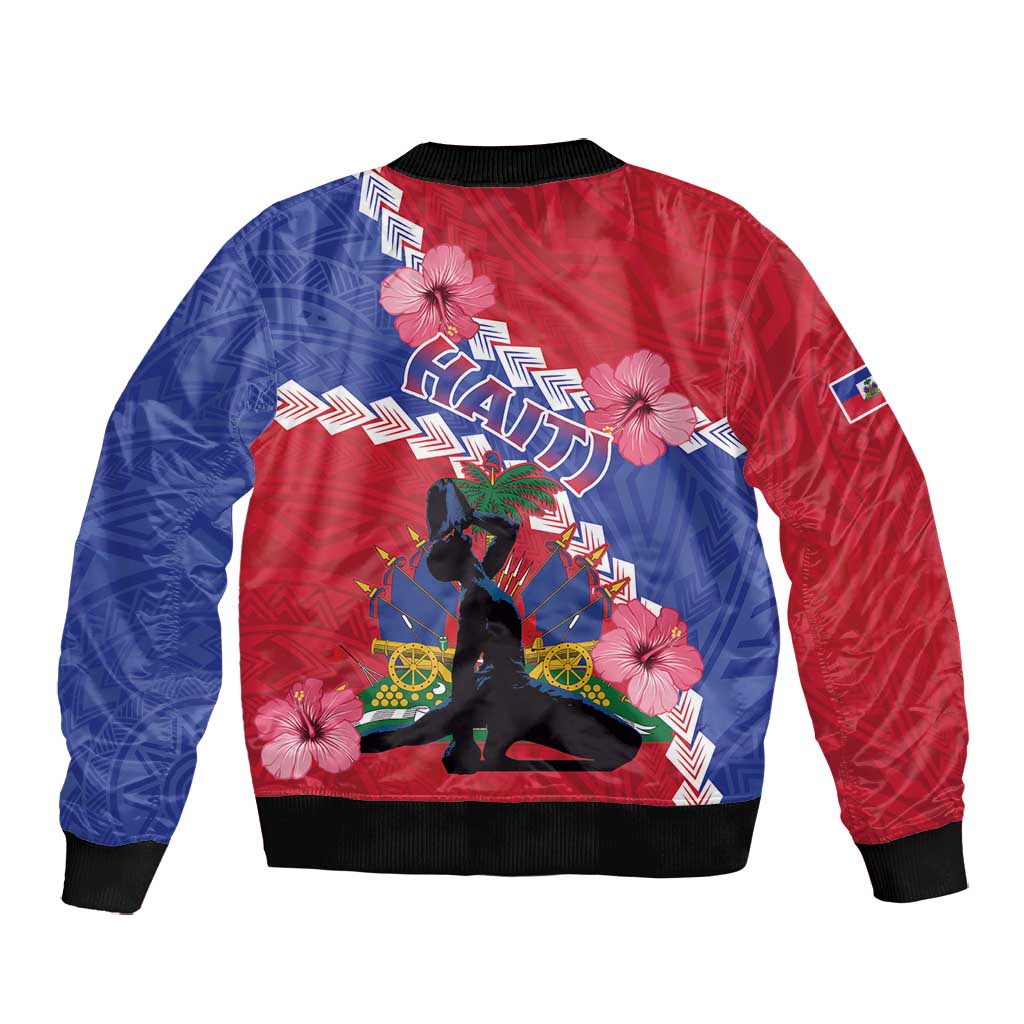 Haiti Neg Maron Bomber Jacket Coat Of Arms - Hisbicus Polynesian
